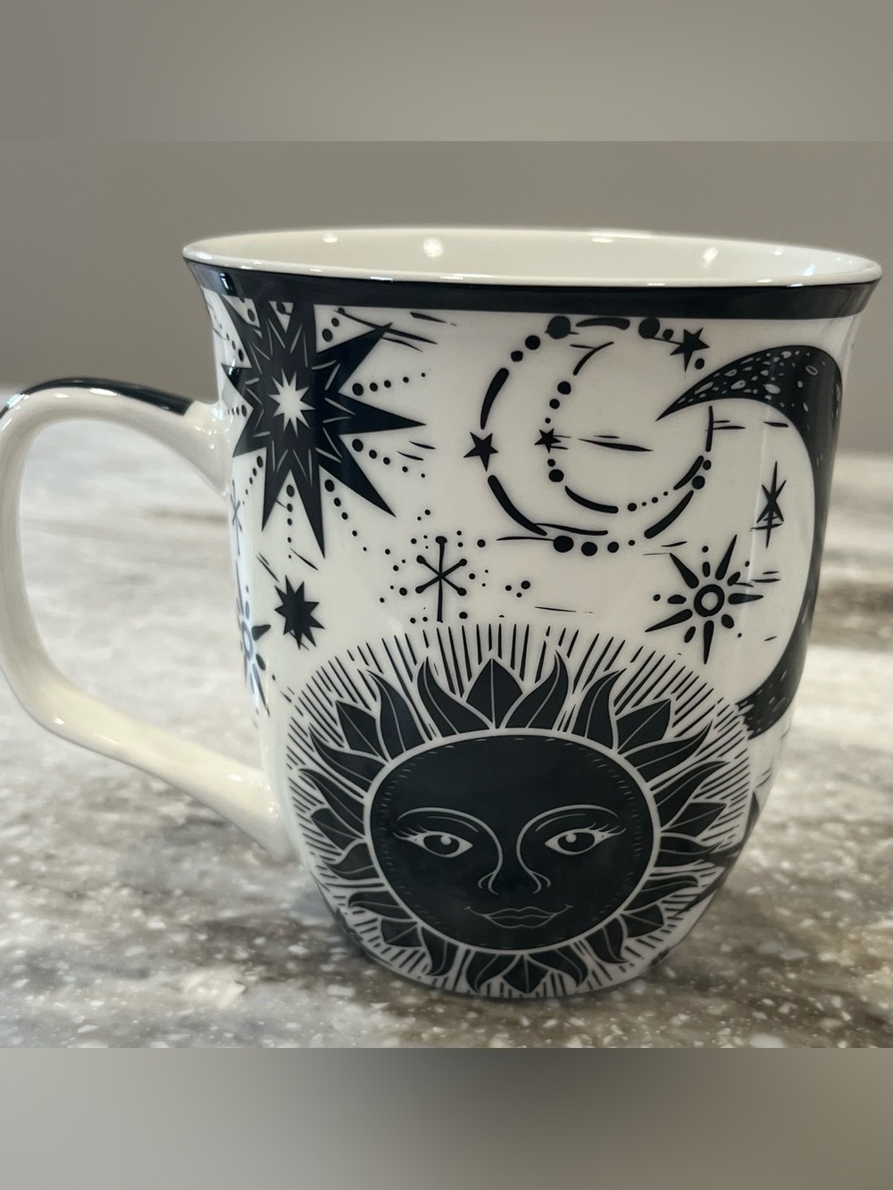 Karma Black & White Celestial Sun and Moon Ceramic Mug
